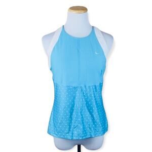 NIKE Light Blue Polka Dot Racerback Halter Tank MEDIUM Yoga Gym Sport Athletic